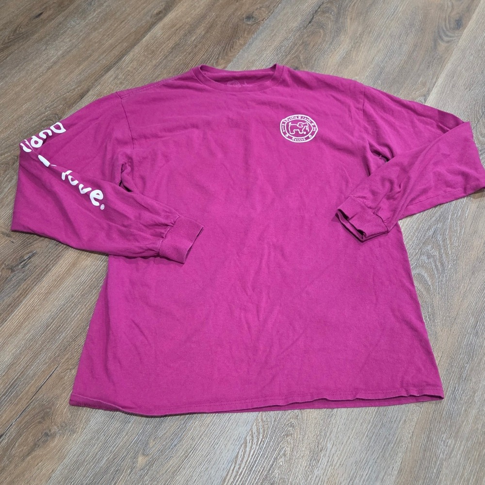 Puppie Love Pink Long Sleeve Graphic Tee Hot Cocoa Dog Rescue Shirt Large
